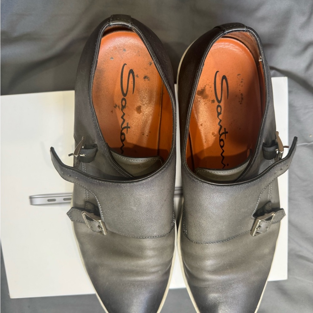 Santoni Men's gray Leather Oxfords